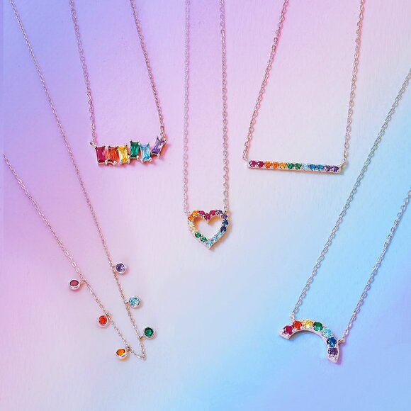 LOVE multicolor Gemstone Necklace, Charmed Aroma Rainbow Necklace Collection - Picture 6 of 6